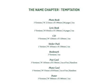 TOMORROW X TOGETHER THE NAME CHAPTER: TEMPTATION